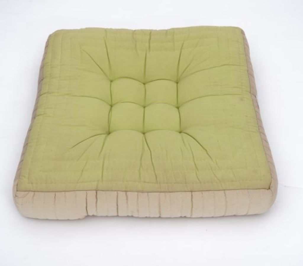 Floor cushion folded showing pattern repeat of hand block print | Myyra Jaipur