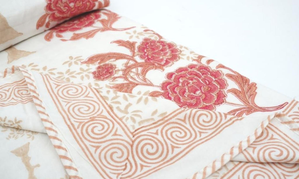 Dohar (lightweight cotton quilt) styled view from Myyra Jaipur