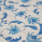 Close-up of hand block print on organic cotton running fabric | Myyra Jaipur