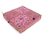 Hand block printed organic cotton floor cushion | Myyra Jaipur