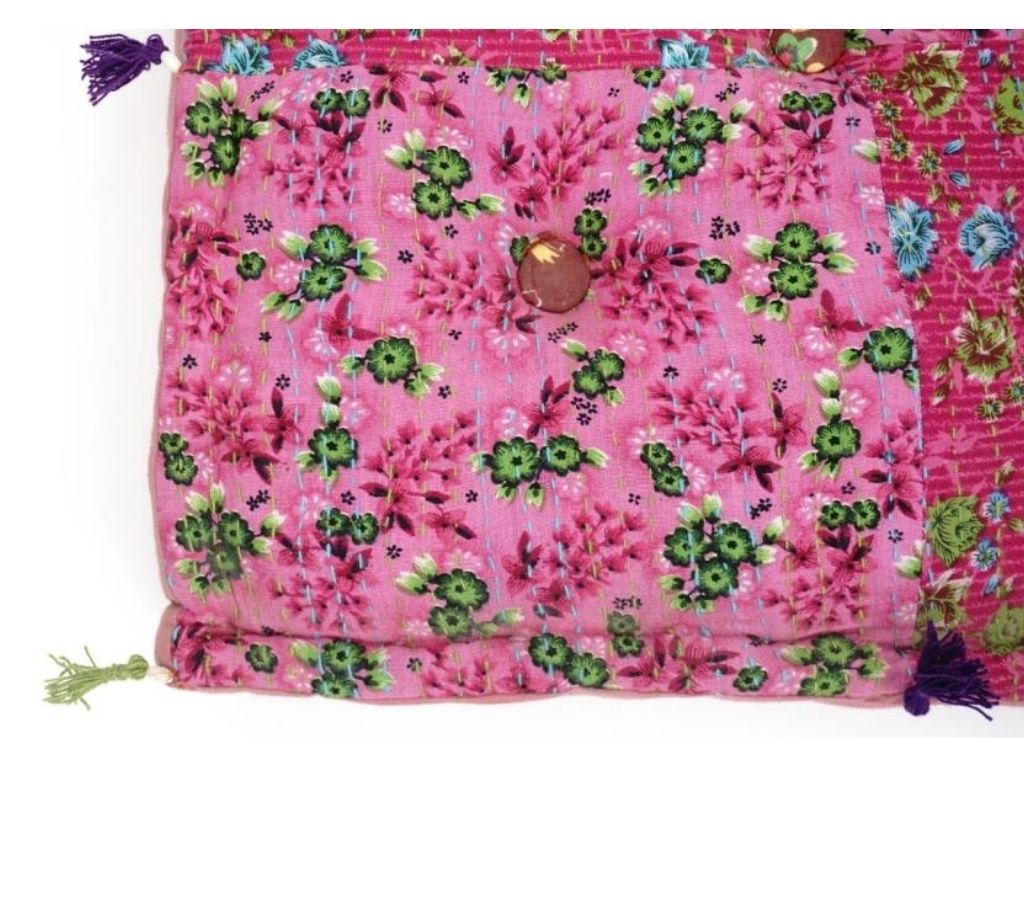 Floor cushion folded showing pattern repeat of hand block print | Myyra Jaipur