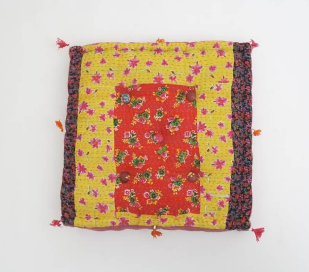 Floor cushion folded showing pattern repeat of hand block print | Myyra Jaipur