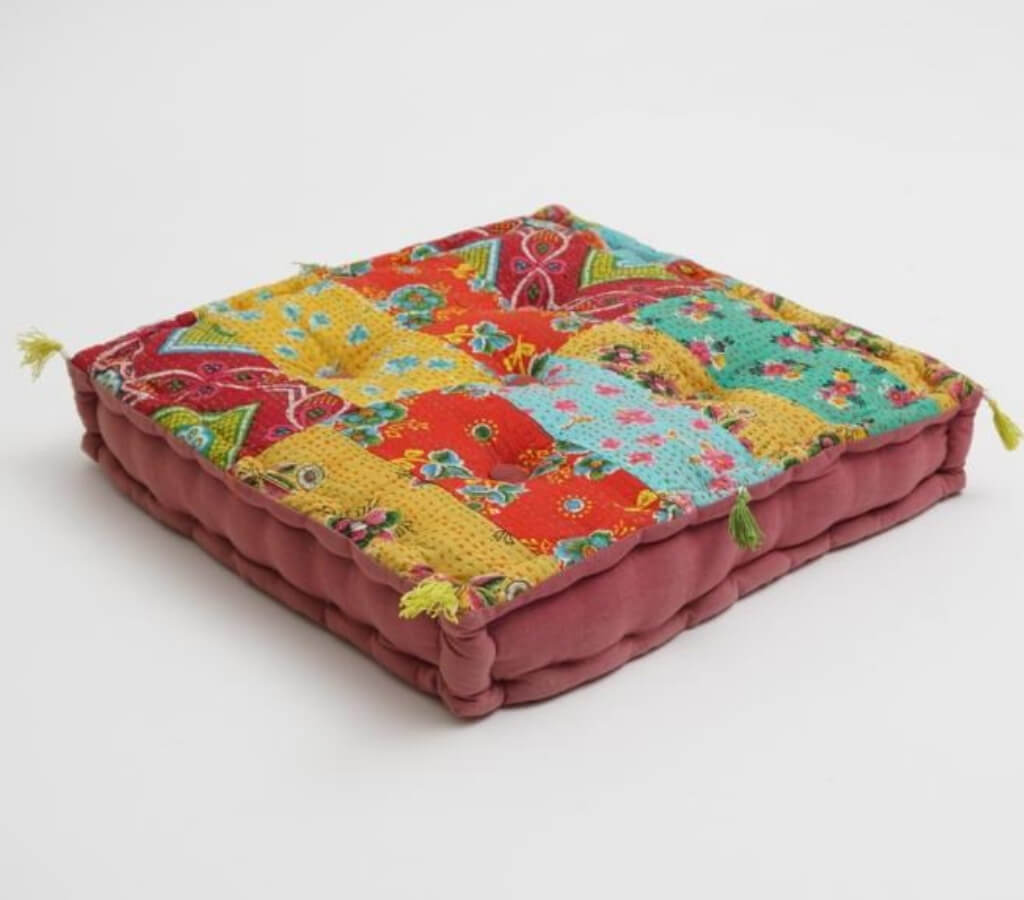 Hand block printed organic cotton floor cushion | Myyra Jaipur