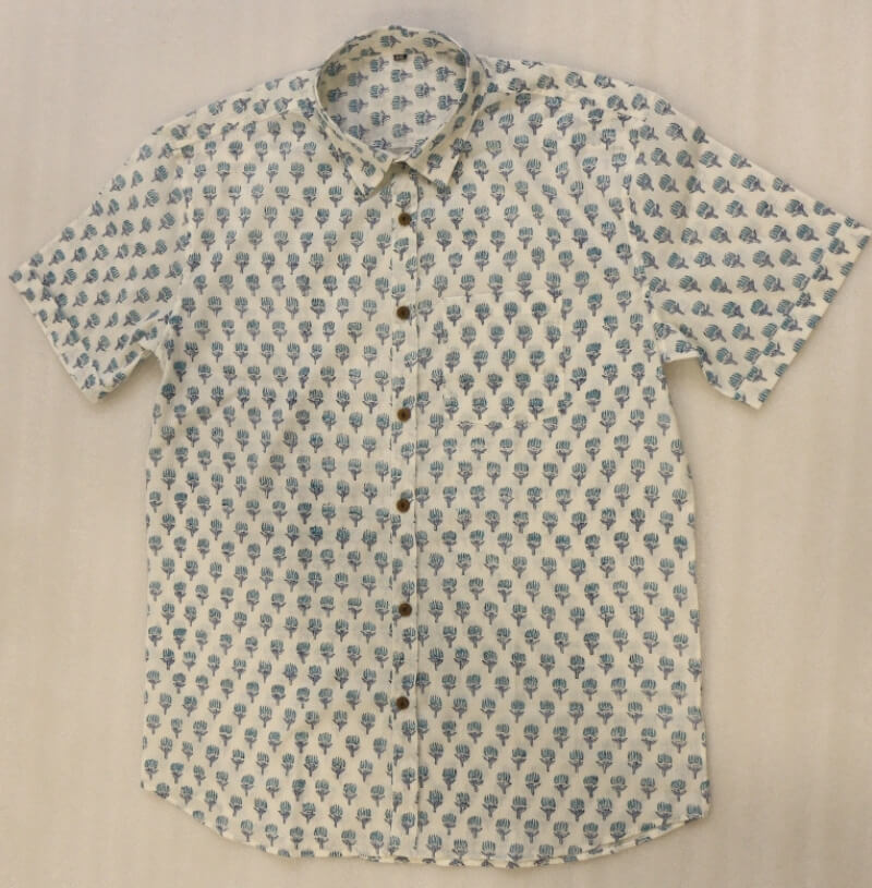 Half Sleeves Shirt Hand Block Printed Cotton