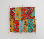 Floor cushion folded showing pattern repeat of hand block print | Myyra Jaipur