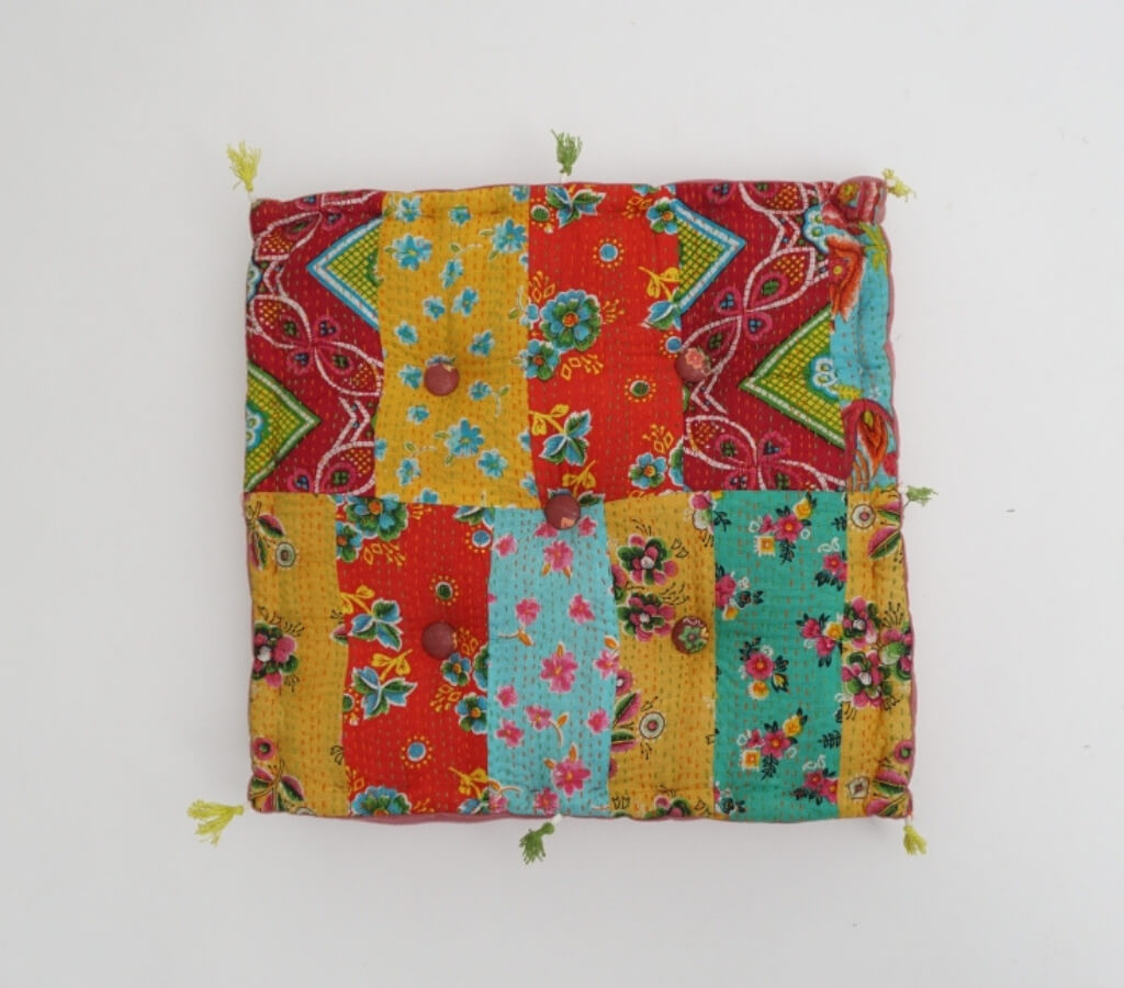Floor cushion folded showing pattern repeat of hand block print | Myyra Jaipur