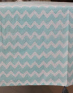 Table cover folded showing pattern repeat of hand block print | Myyra Jaipur