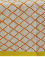 Table cover folded showing pattern repeat of hand block print | Myyra Jaipur