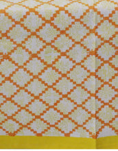 Load image into Gallery viewer, Yellow Border with Orange Check Hand Block Printed Table Cover