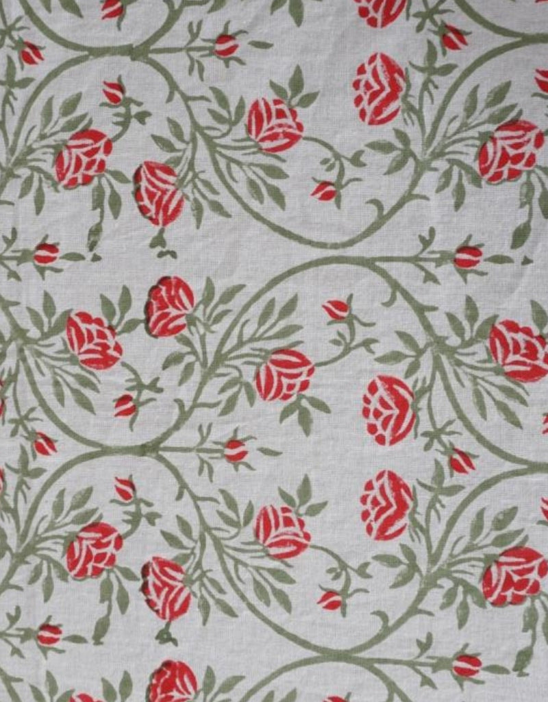 Table cover folded showing pattern repeat of hand block print | Myyra Jaipur