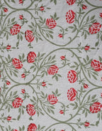 Table cover folded showing pattern repeat of hand block print | Myyra Jaipur