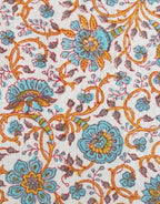 Table cover folded showing pattern repeat of hand block print | Myyra Jaipur