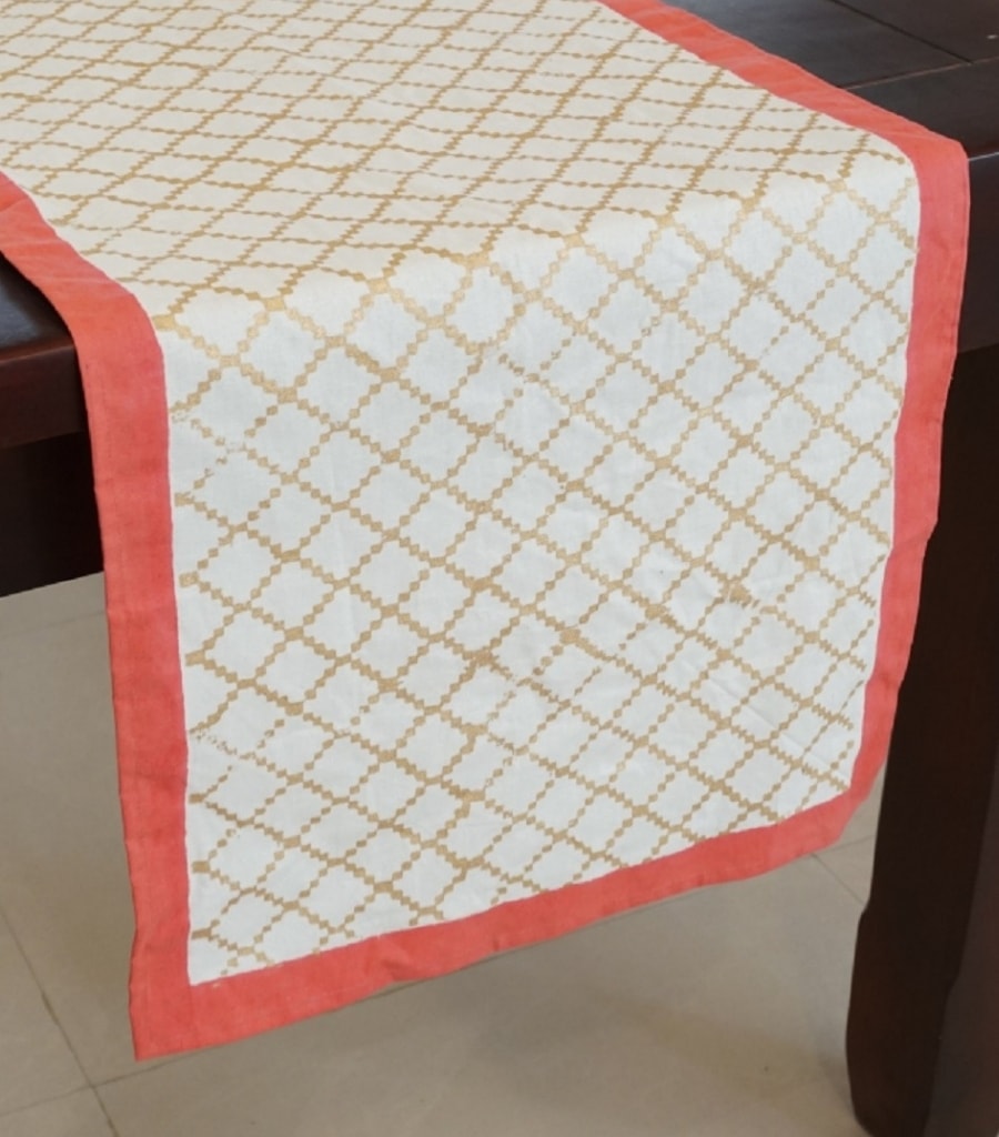Hand block printed organic cotton table runner | Myyra Jaipur