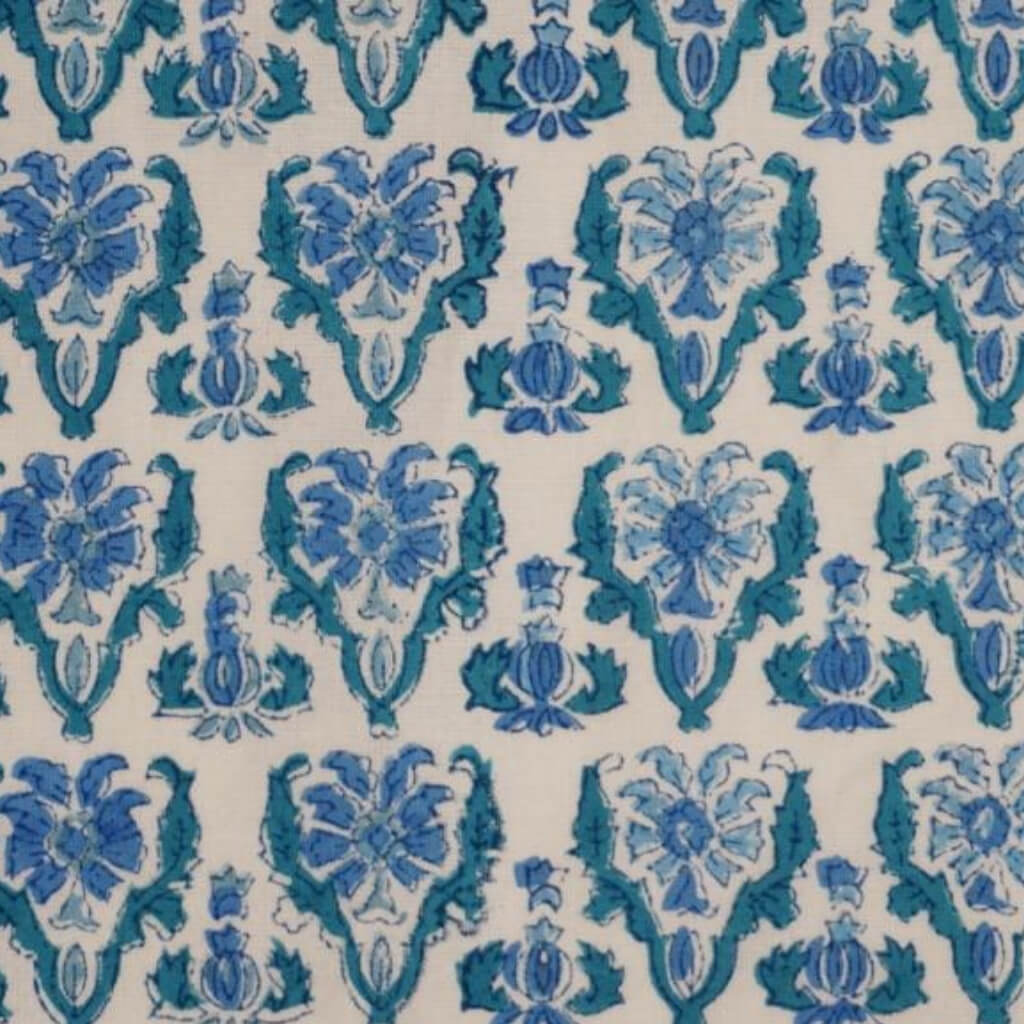 Hand block printed organic cotton fabric yardage from Myyra Jaipur