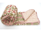 Styled view of hand block printed organic cotton quilt | Myyra Jaipur