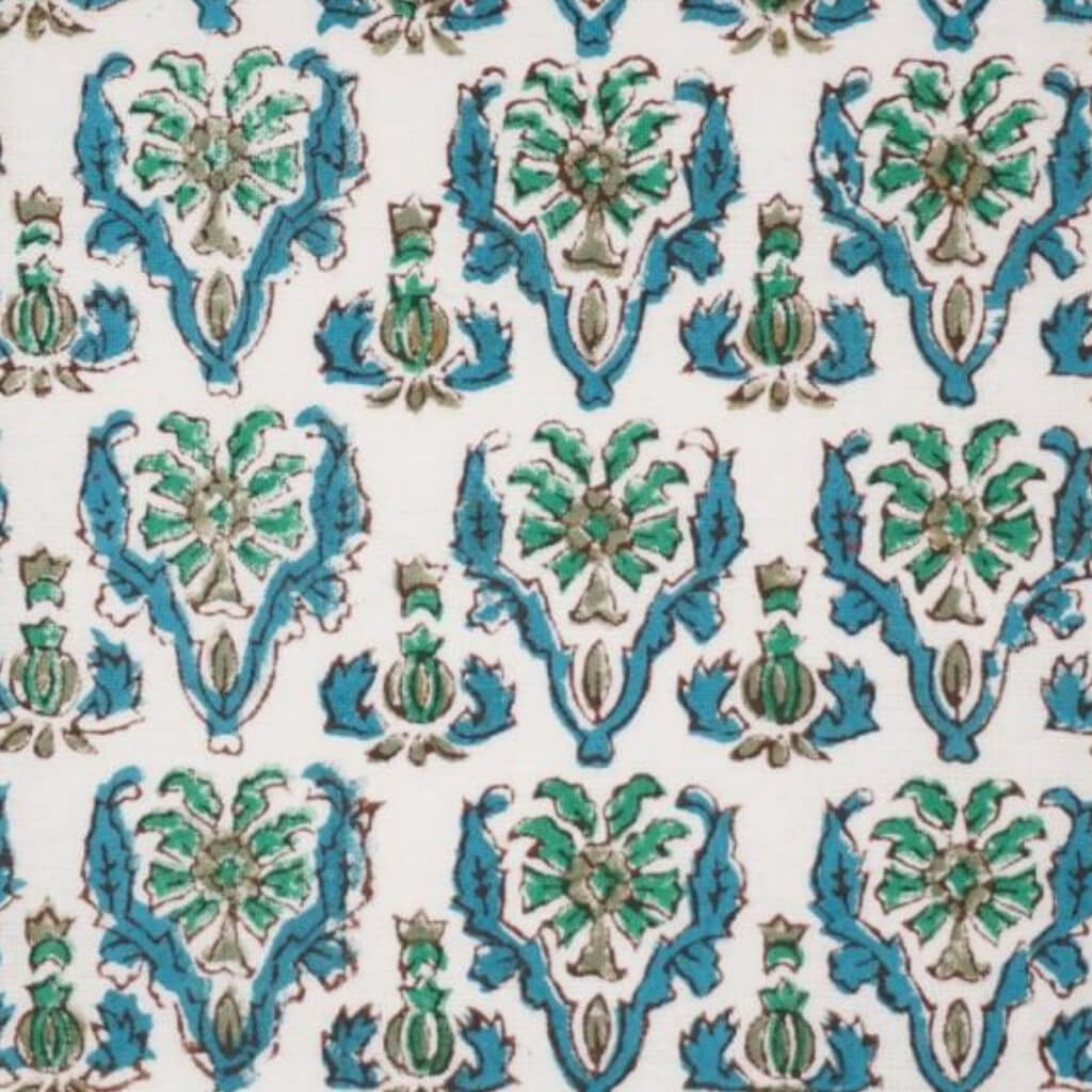 Hand block printed organic cotton fabric yardage from Myyra Jaipur