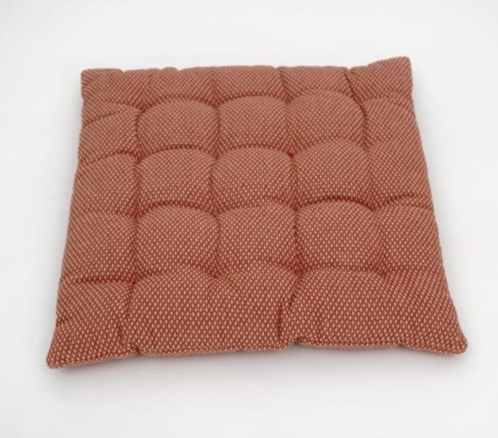 Close-up of hand block print on organic cotton floor cushion | Myyra Jaipur