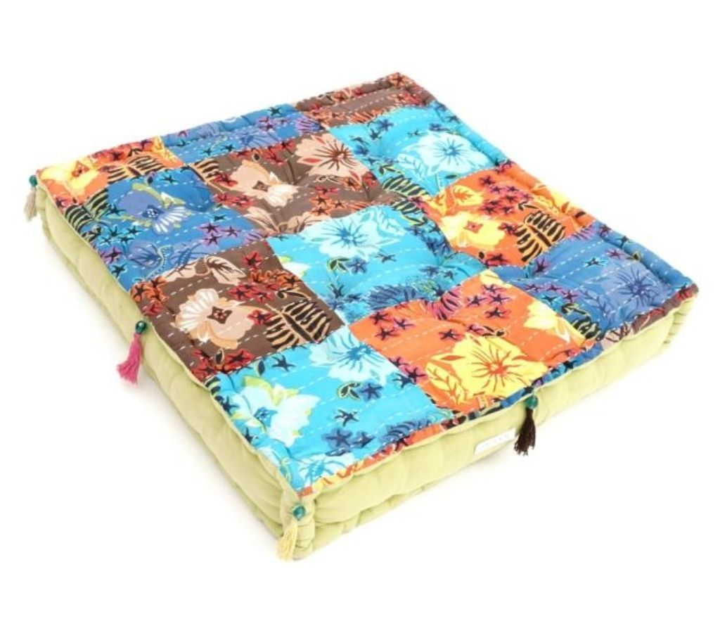 Hand block printed organic cotton floor cushion | Myyra Jaipur