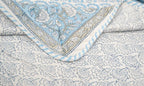 Dohar (lightweight cotton quilt) folded showing pattern repeat of hand block print | Myyra Jaipur