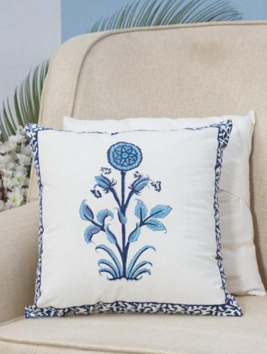Hand block printed organic cotton cushion cover | Myyra Jaipur