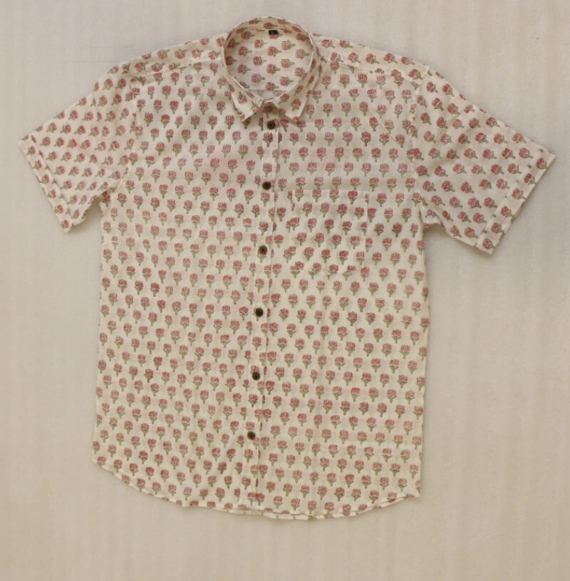 Half Sleeves Shirt Hand Block Printed cotton