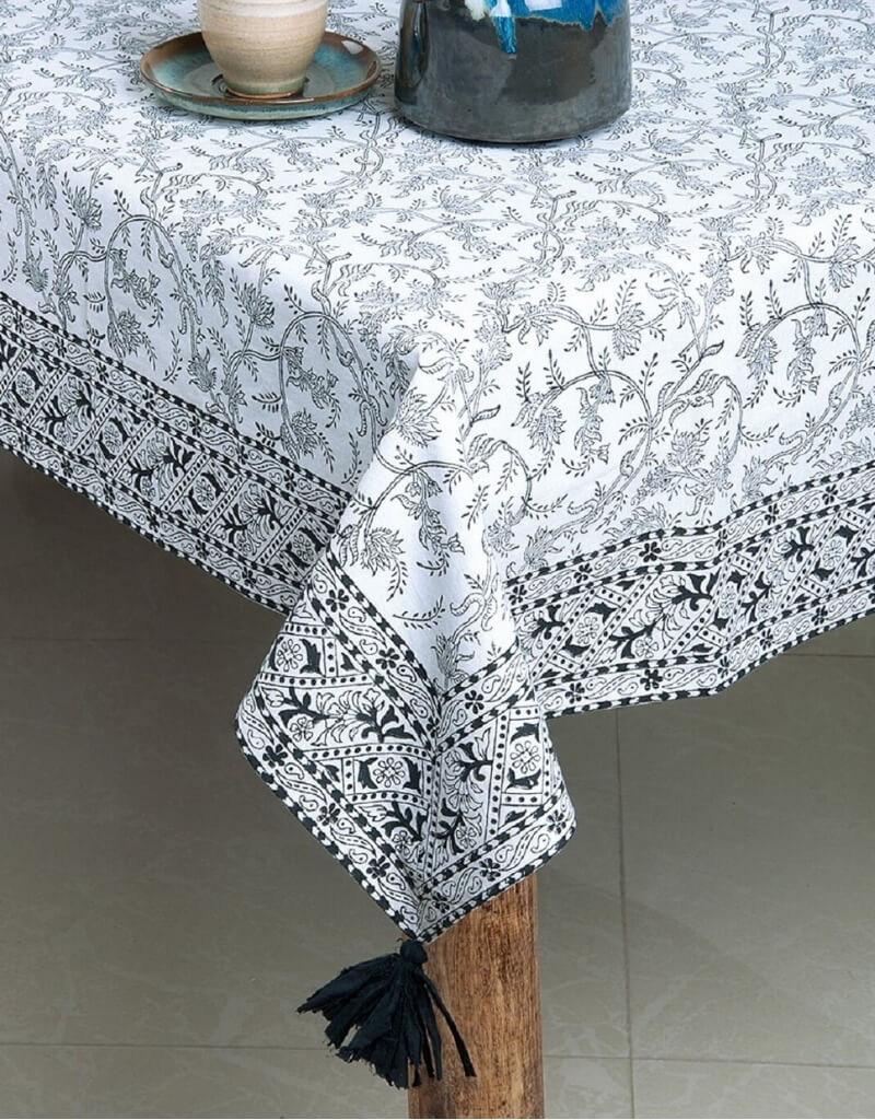 Hand block printed organic cotton table cover | Myyra Jaipur