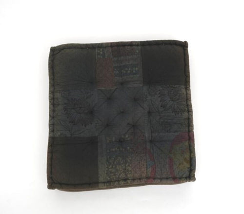 Close-up of hand block print on organic cotton floor cushion | Myyra Jaipur