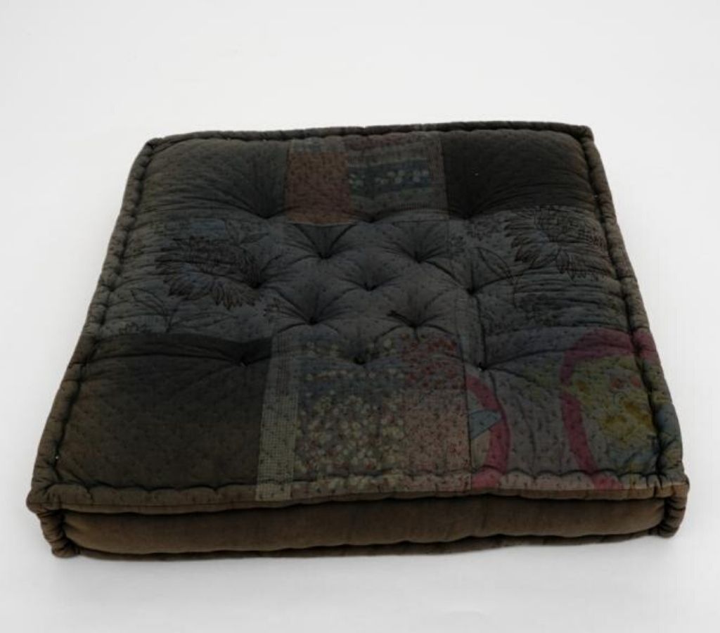 Floor cushion folded showing pattern repeat of hand block print | Myyra Jaipur