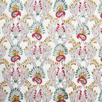 White & Pink Paisley Jaal Hand Block Printed Cotton Yardage