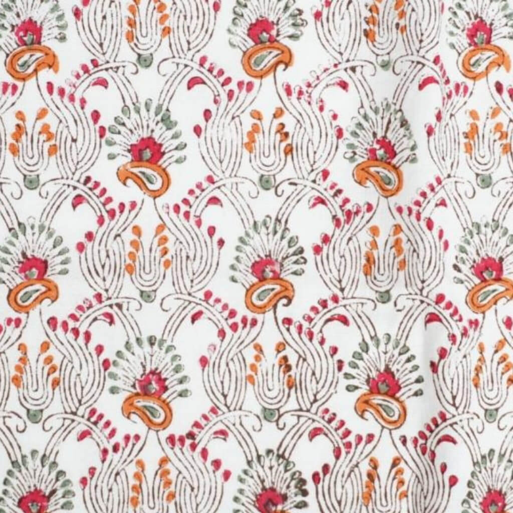 Hand block printed organic cotton fabric yardage from Myyra Jaipur