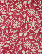 Close-up of hand block print on organic cotton table cover | Myyra Jaipur