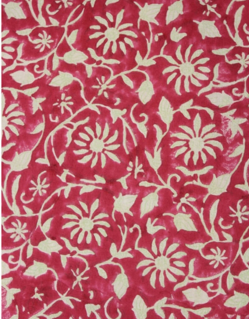 Close-up of hand block print on organic cotton table cover | Myyra Jaipur