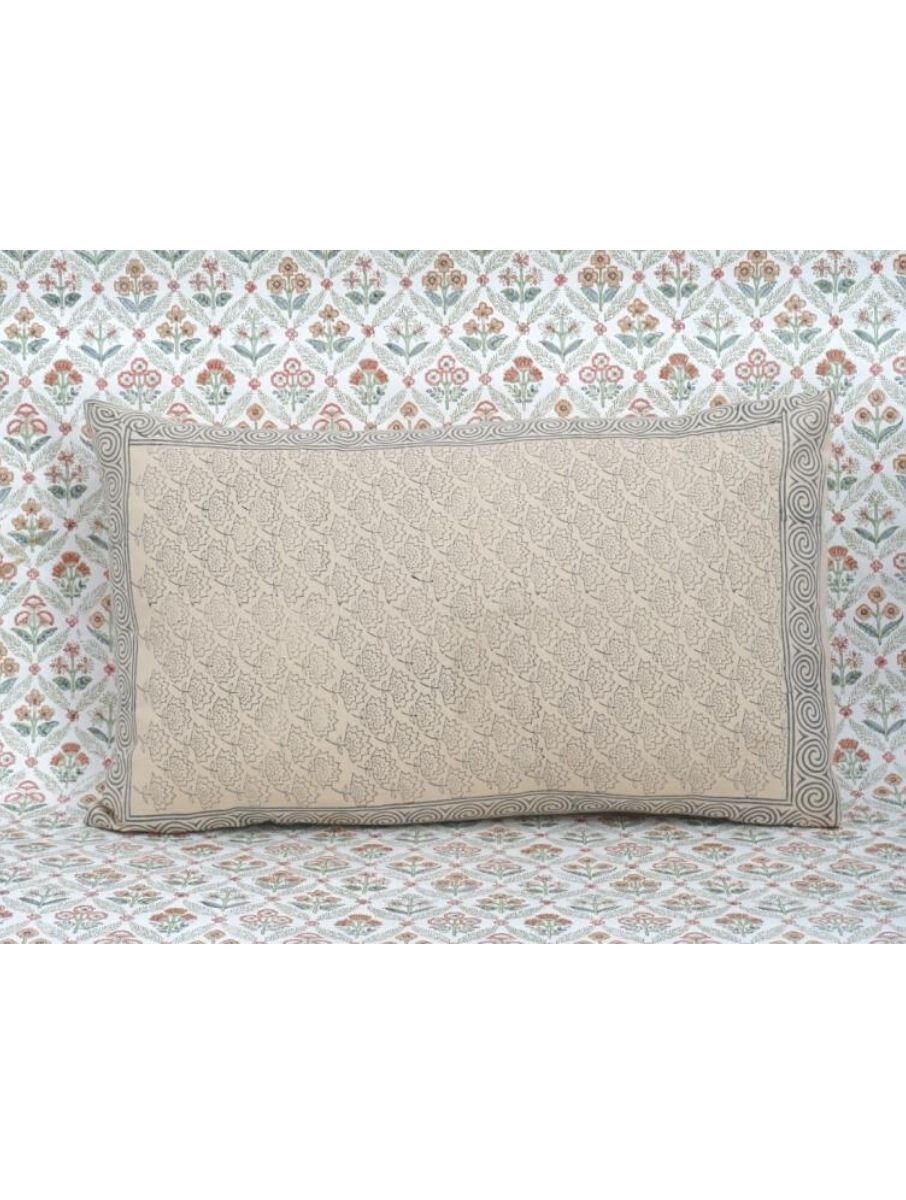 Hand block printed organic cotton pillow cover | Myyra Jaipur