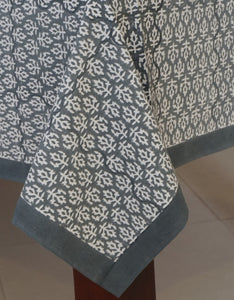 Grey Hand Block Printed Table Cover
