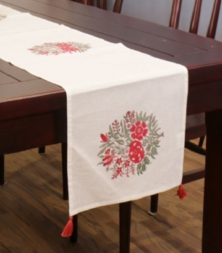 Hand block printed organic cotton table runner | Myyra Jaipur