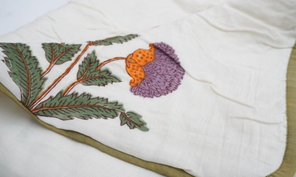 Dohar (lightweight cotton quilt) styled view from Myyra Jaipur