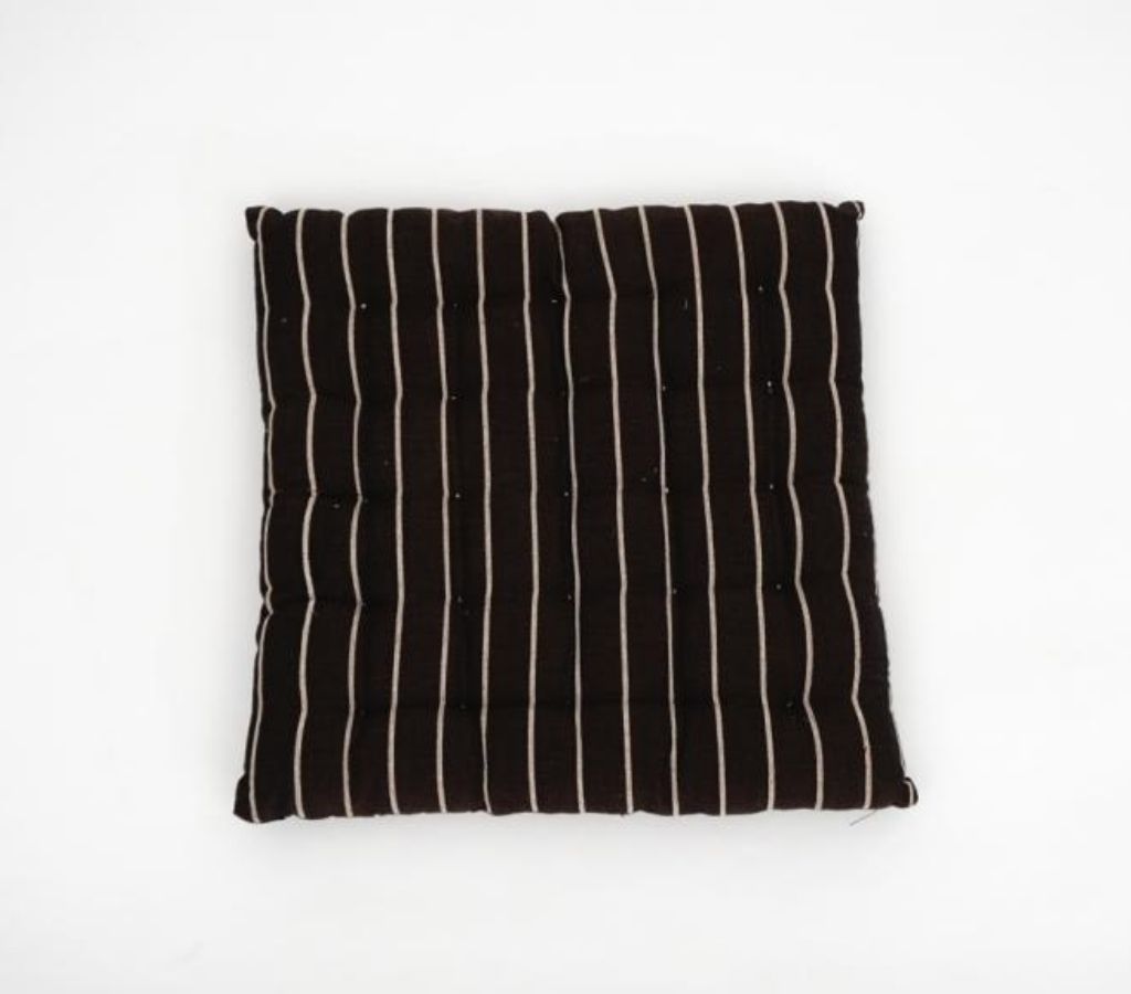 Close-up of hand block print on organic cotton floor cushion | Myyra Jaipur