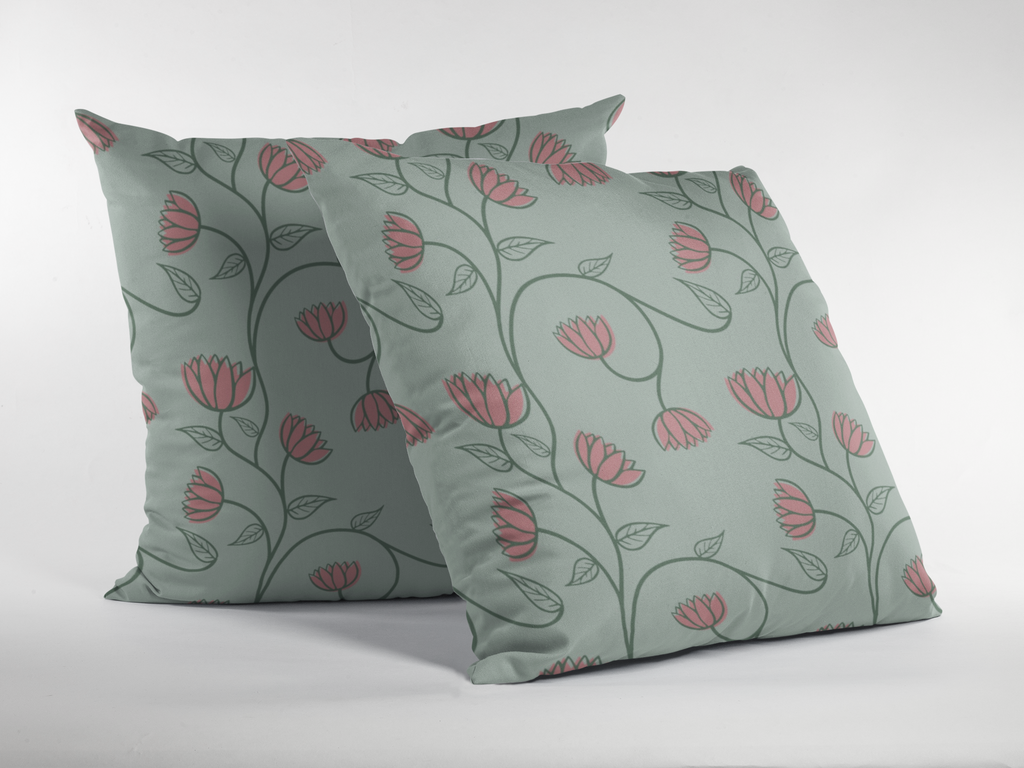Pair of digital printed cushion covers #62 styled view | Myyra Jaipur