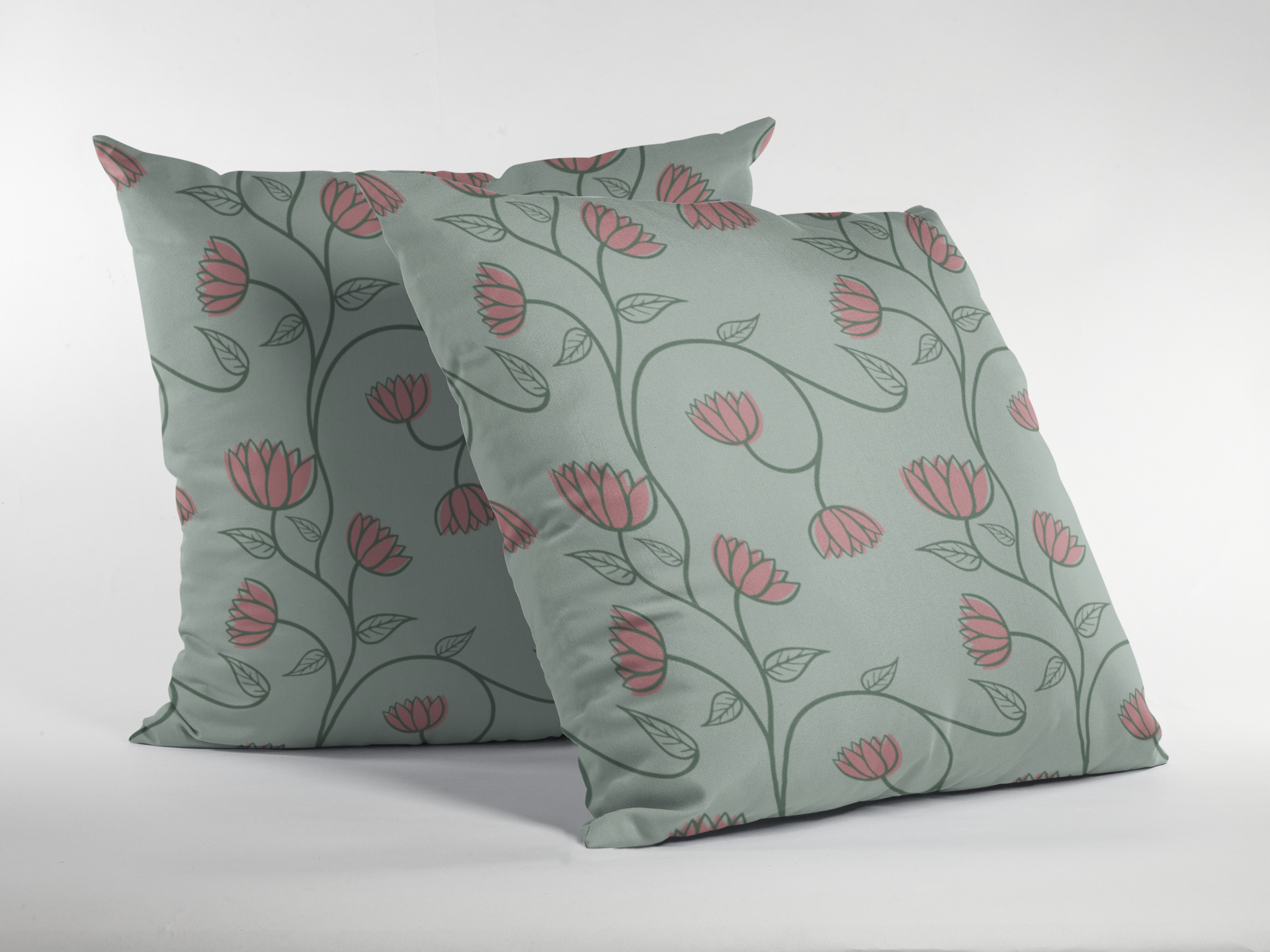 Pair of digital printed cushion covers #62 styled view | Myyra Jaipur