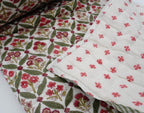 Detail of artisan block print on organic cotton quilt | Myyra Jaipur
