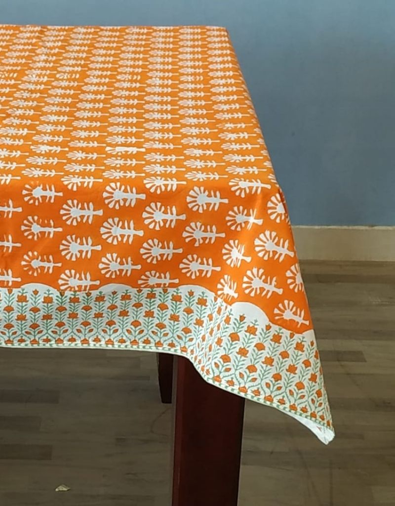 Hand block printed organic cotton table cover | Myyra Jaipur