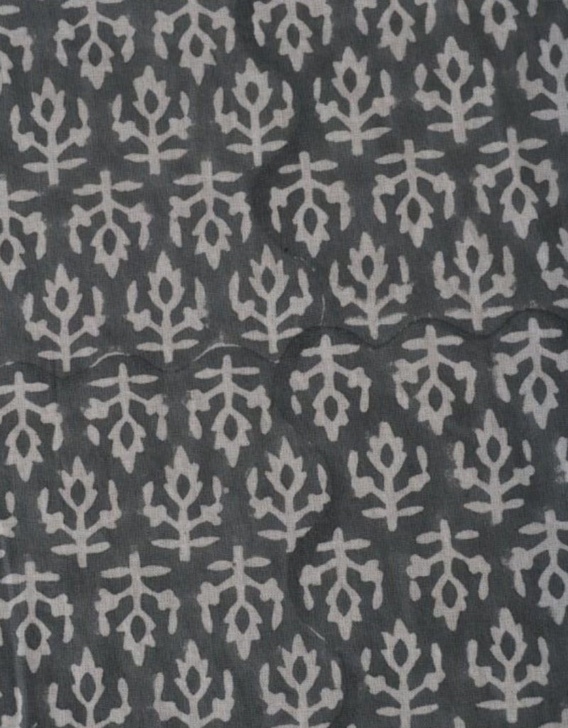 Grey & White Botanical Jaal Hand Block Printed Cotton Table Cover