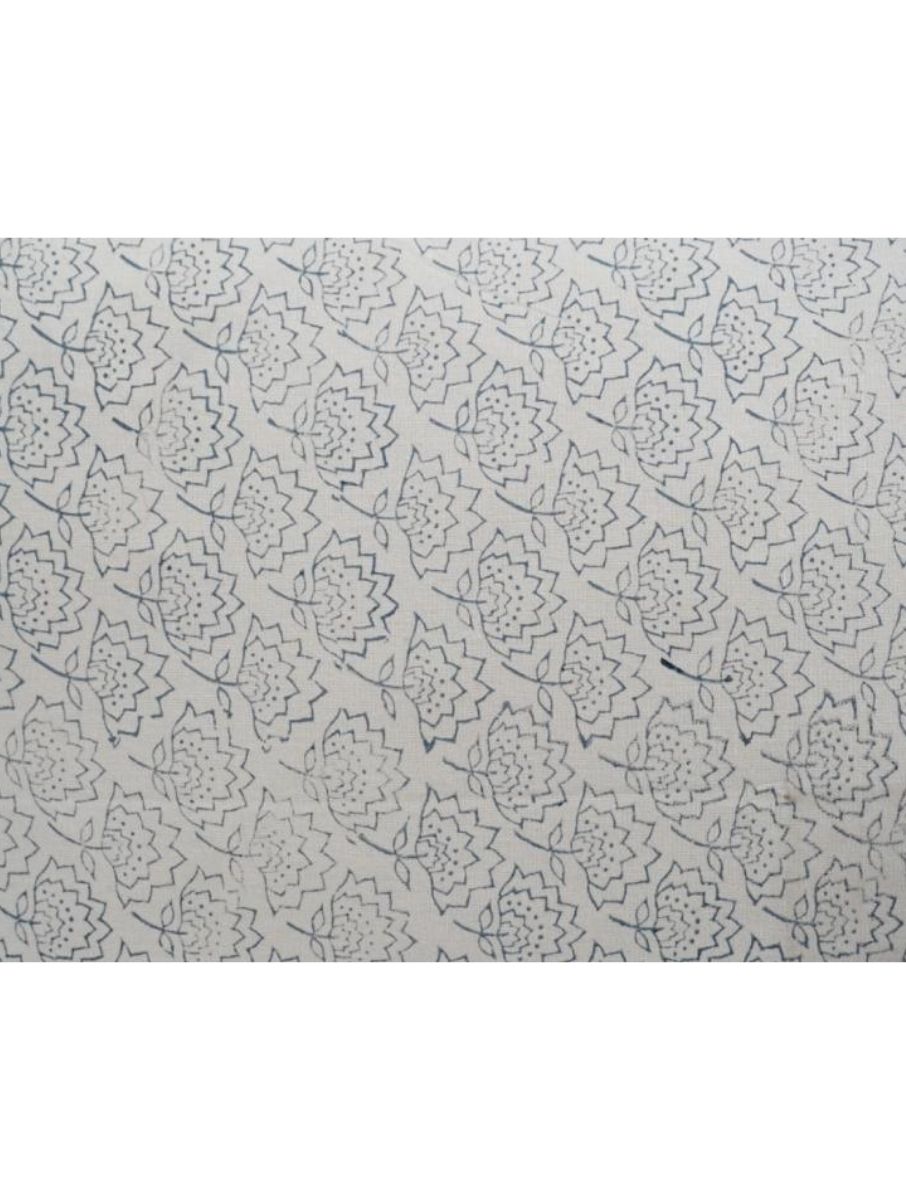 Close-up of hand block print on organic cotton pillow cover | Myyra Jaipur