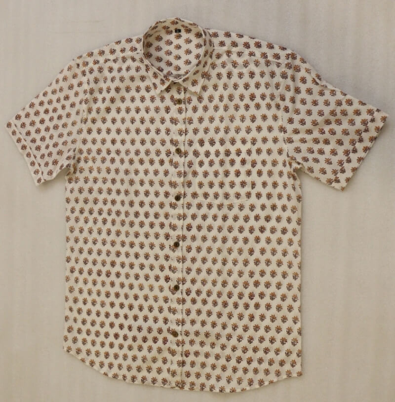 Half Sleeve Shirt Hand Block Printed Cotton