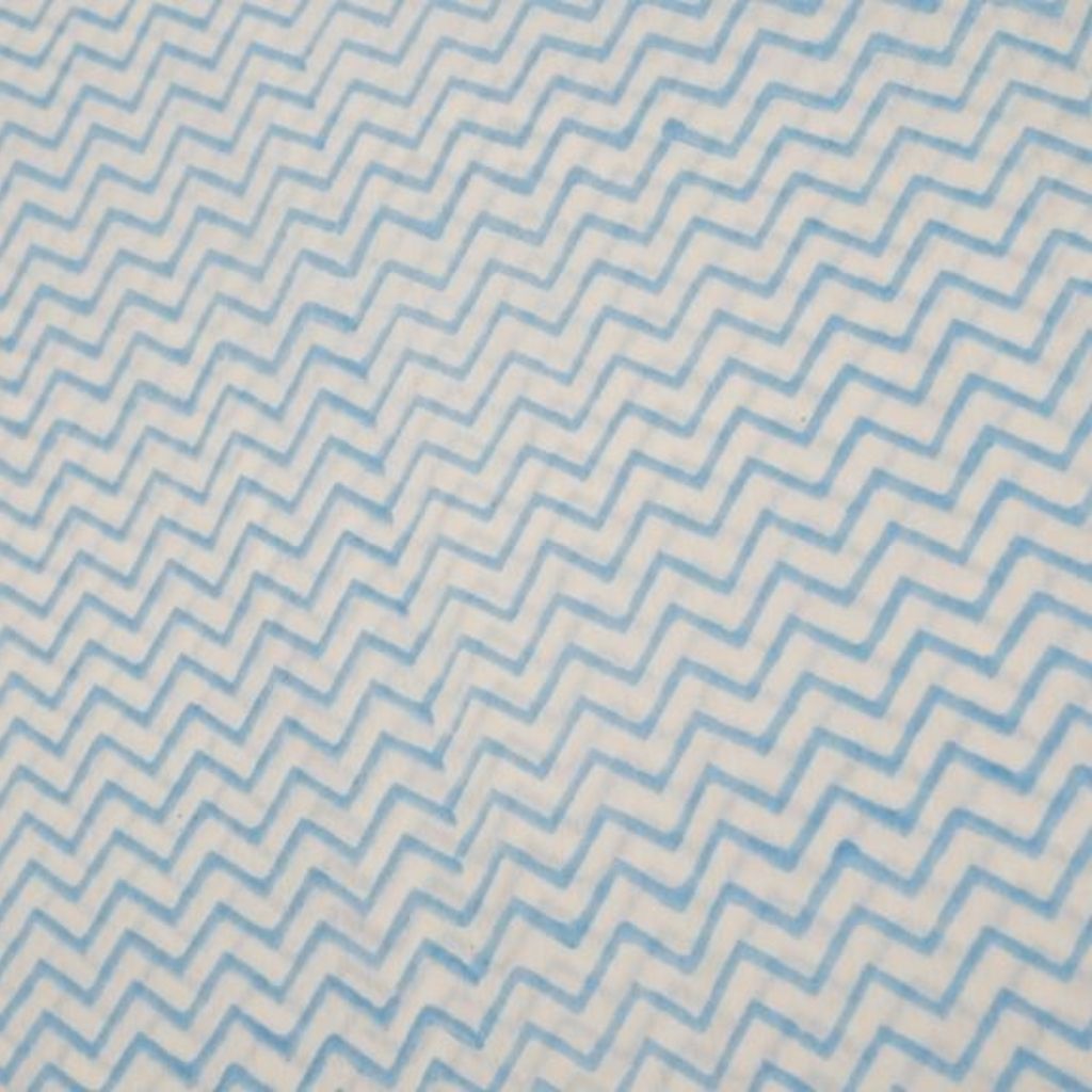 Close-up of hand block print on organic cotton running fabric | Myyra Jaipur