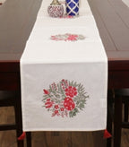 Close-up of hand block print on organic cotton table runner | Myyra Jaipur