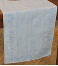 Hand block printed organic cotton table runner with fish motif pattern | Myyra Jaipur