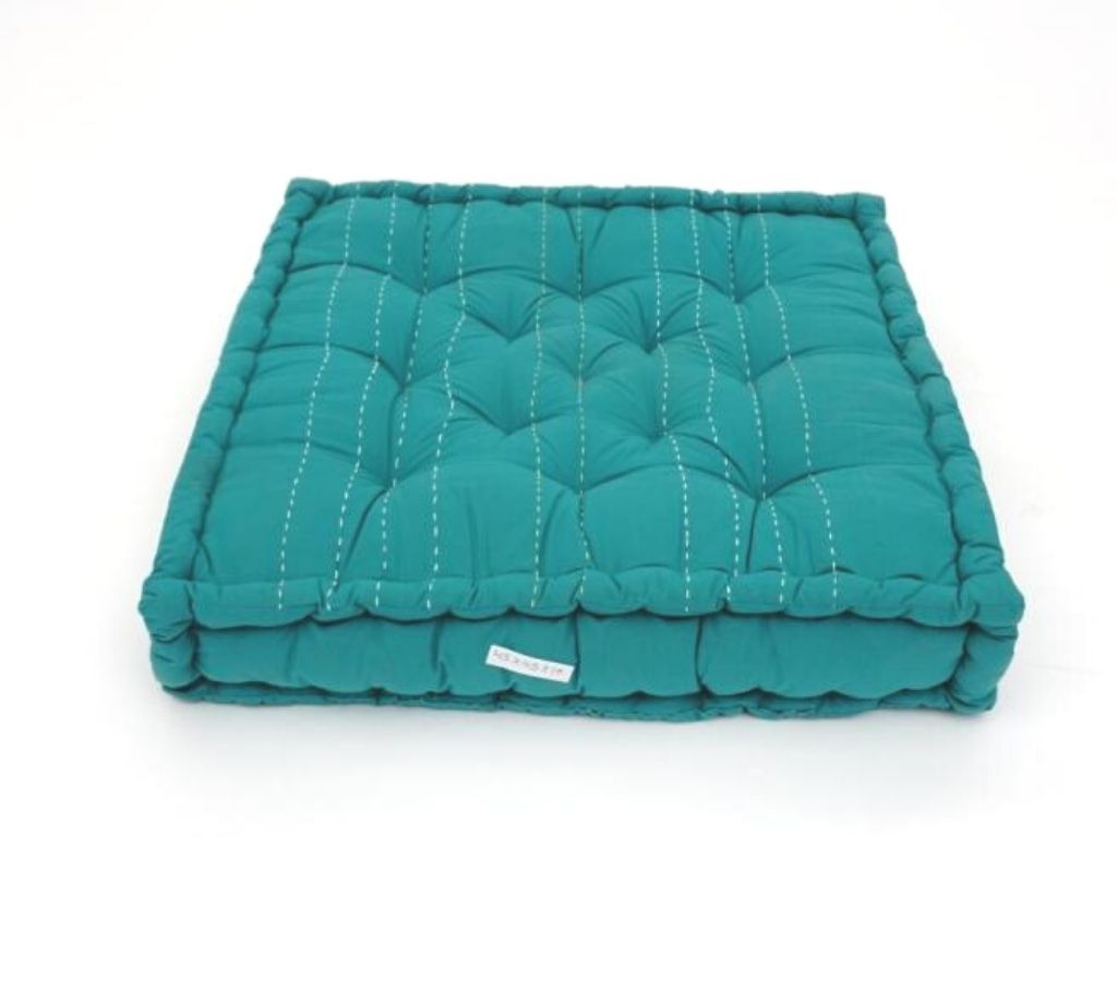 Floor cushion folded showing pattern repeat of hand block print | Myyra Jaipur