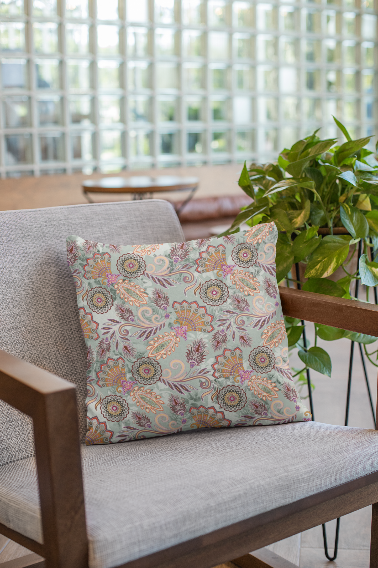 Close-up of digital print on cushion cover #68 | Myyra Jaipur