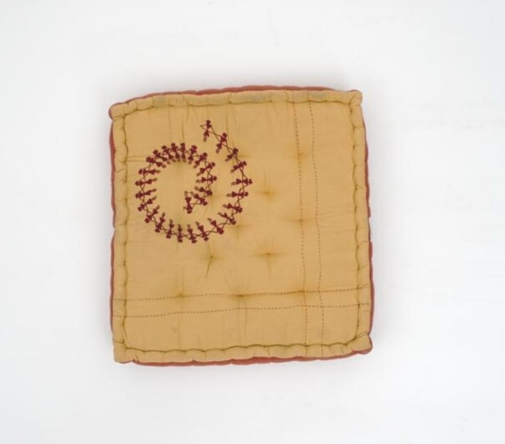 Floor cushion folded showing pattern repeat of hand block print | Myyra Jaipur